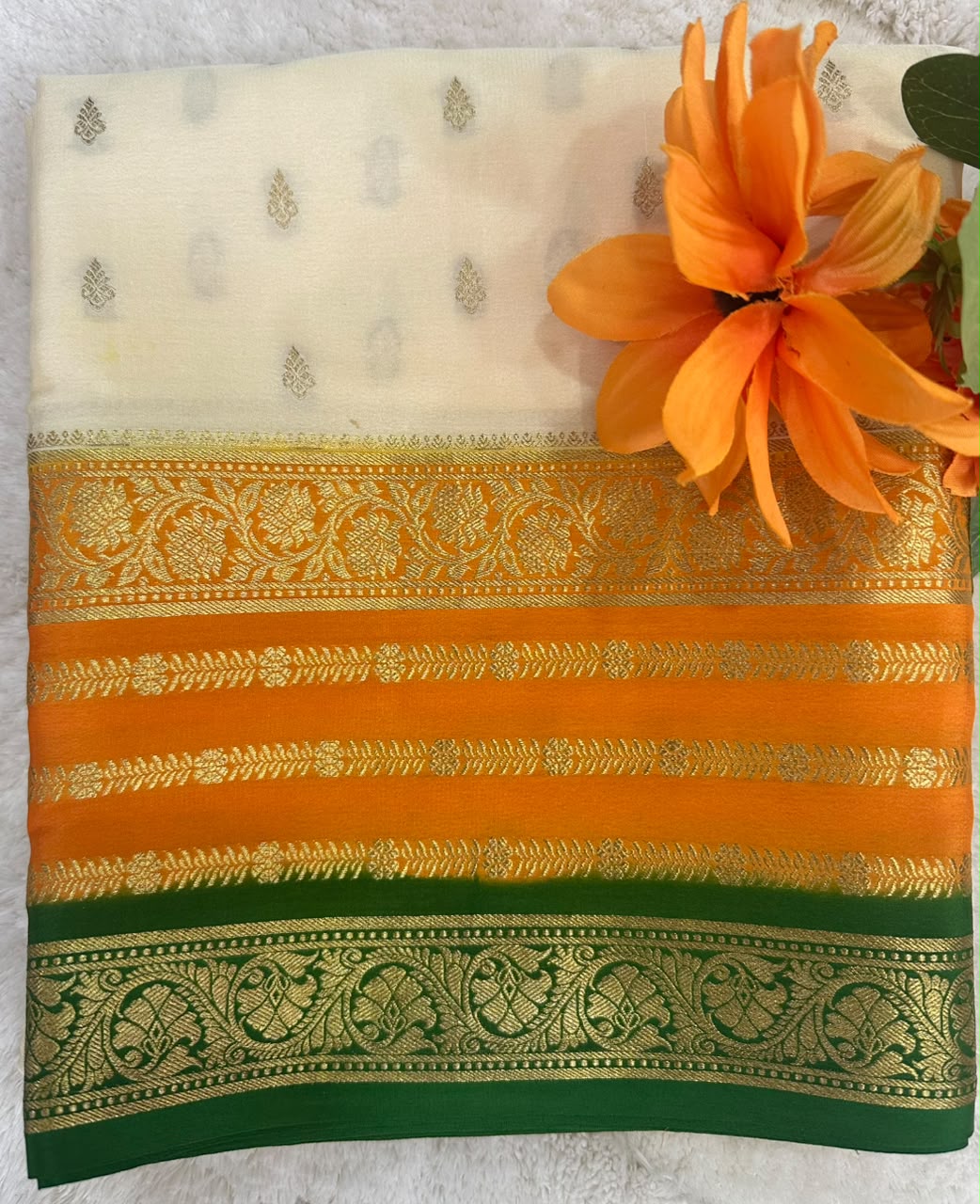Pure Mysore Silk Crepe Saree 3 D