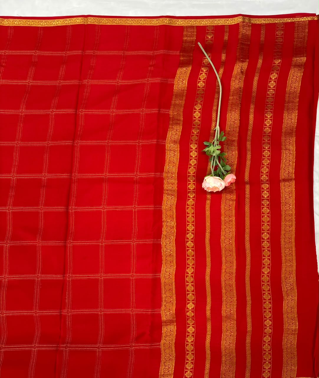 Pure Mysore Silk Crepe Saree CSG Jari image 4