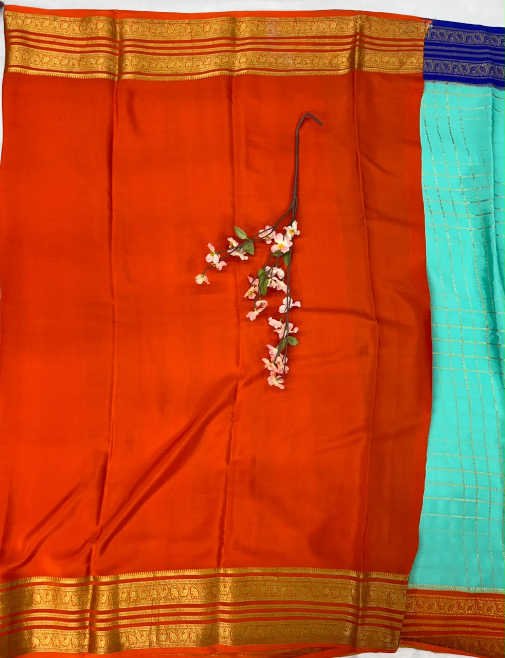 Pure Mysore Silk Crepe Saree Gangajamuna Border image 2