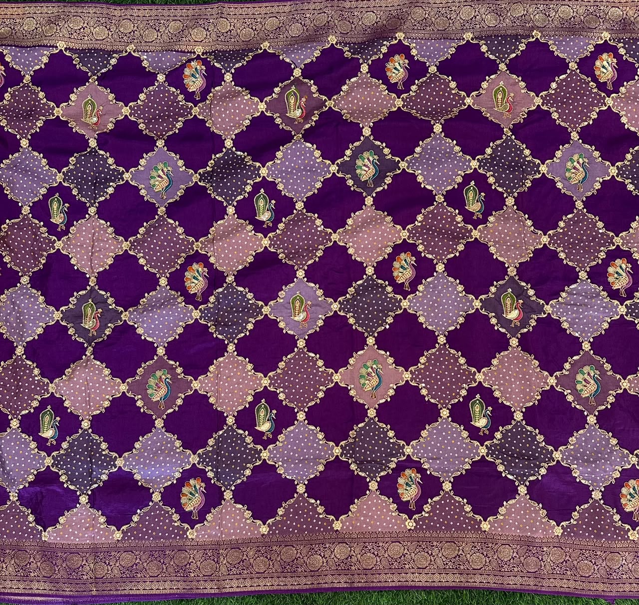 Purple Benaras Crepe Saree image 3