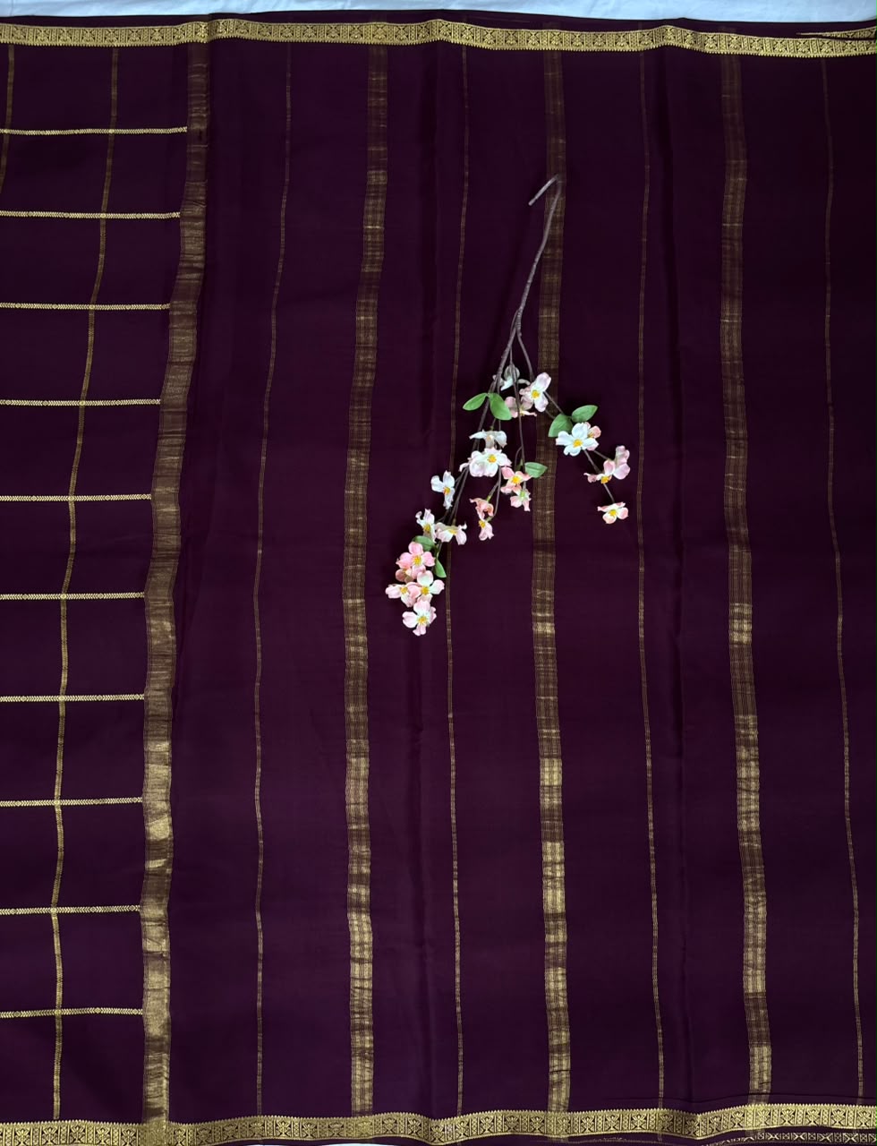 Pure Mysore Silk Crepe Saree CSG Jari image 2