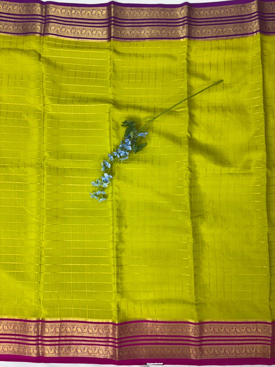 Pure Mysore Silk Crepe Saree Gangajamuna Border image 2