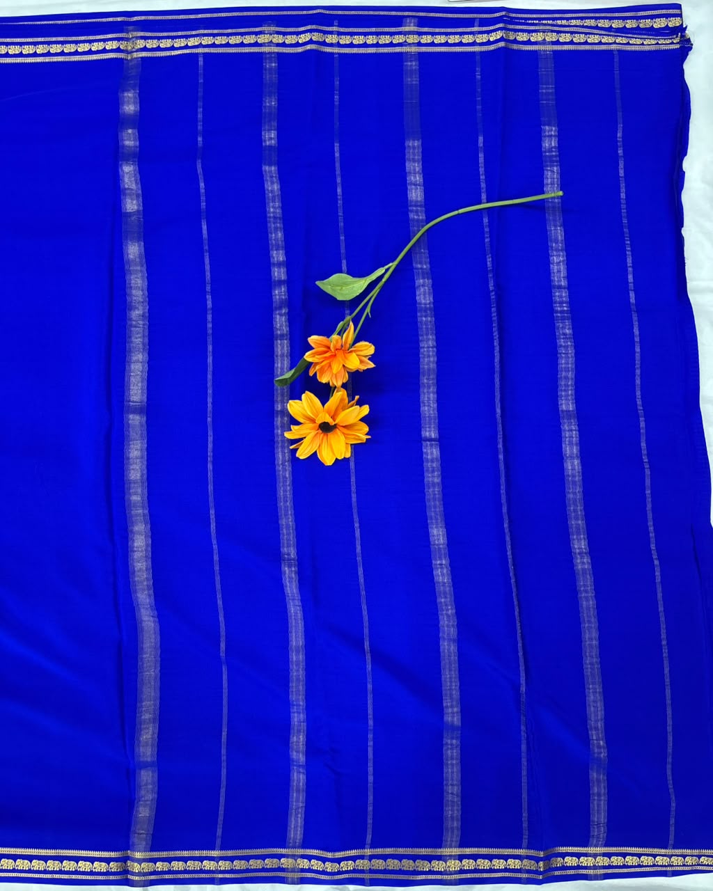 Pure Mysore Silk Crepe Saree CSG Jari image 4