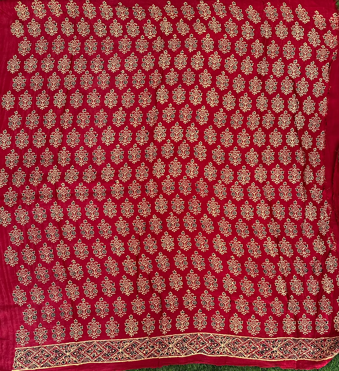 Ajrakh Print Modal silk Saree image 3
