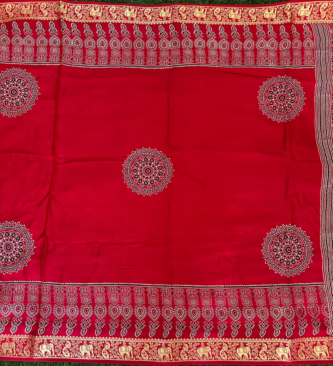 Ajrakh Print Modal silk Saree image 3