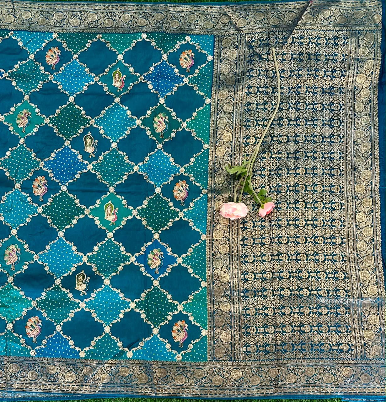Peacock Blue Benars Crepe image 4