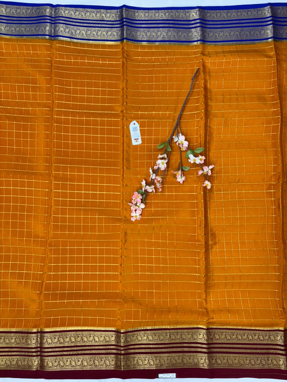 Pure Mysore Silk Crepe Saree Gangajamuna Border image 3