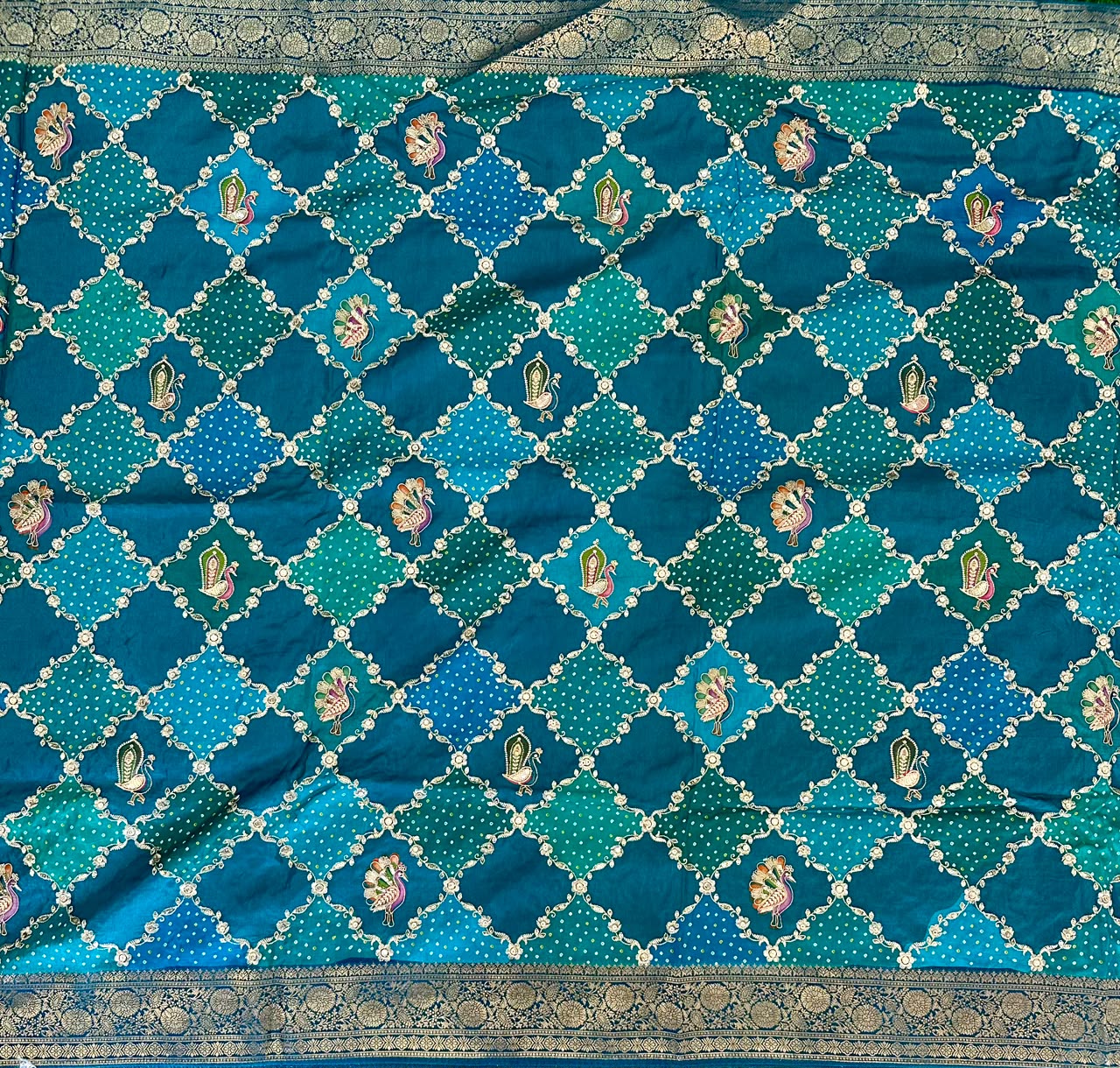 Peacock Blue Benars Crepe image 3