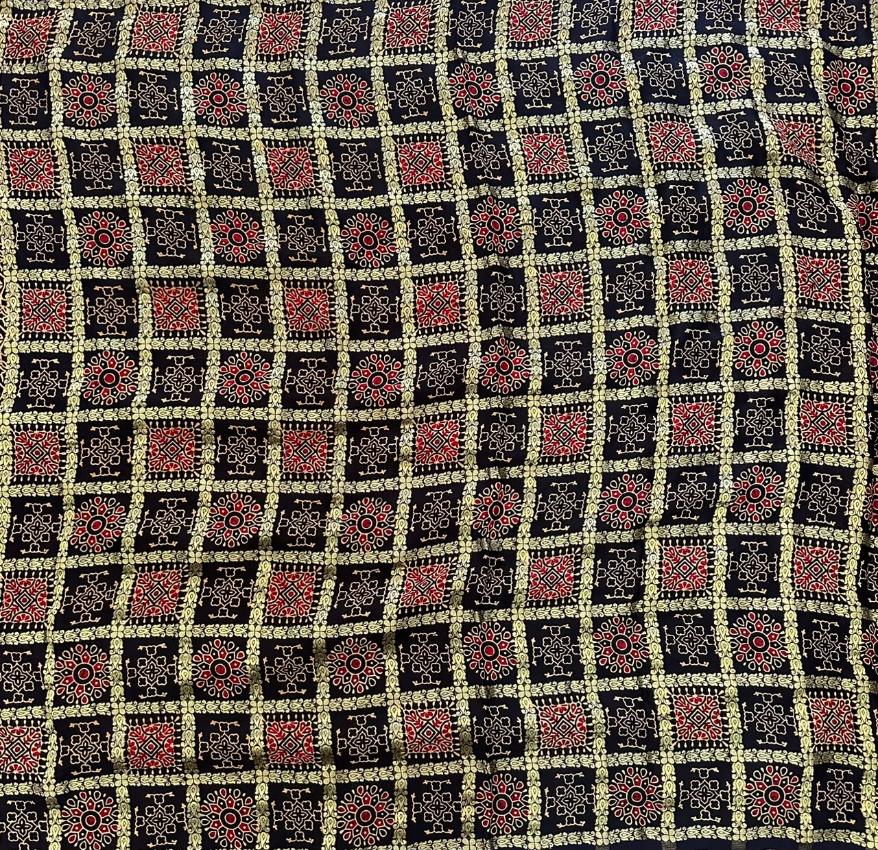 Ajrakh Print Modal silk Saree image 3