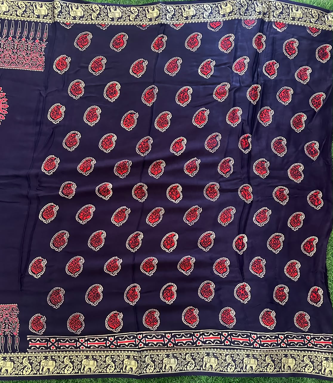 Ajrakh Print Modal silk Saree image 2