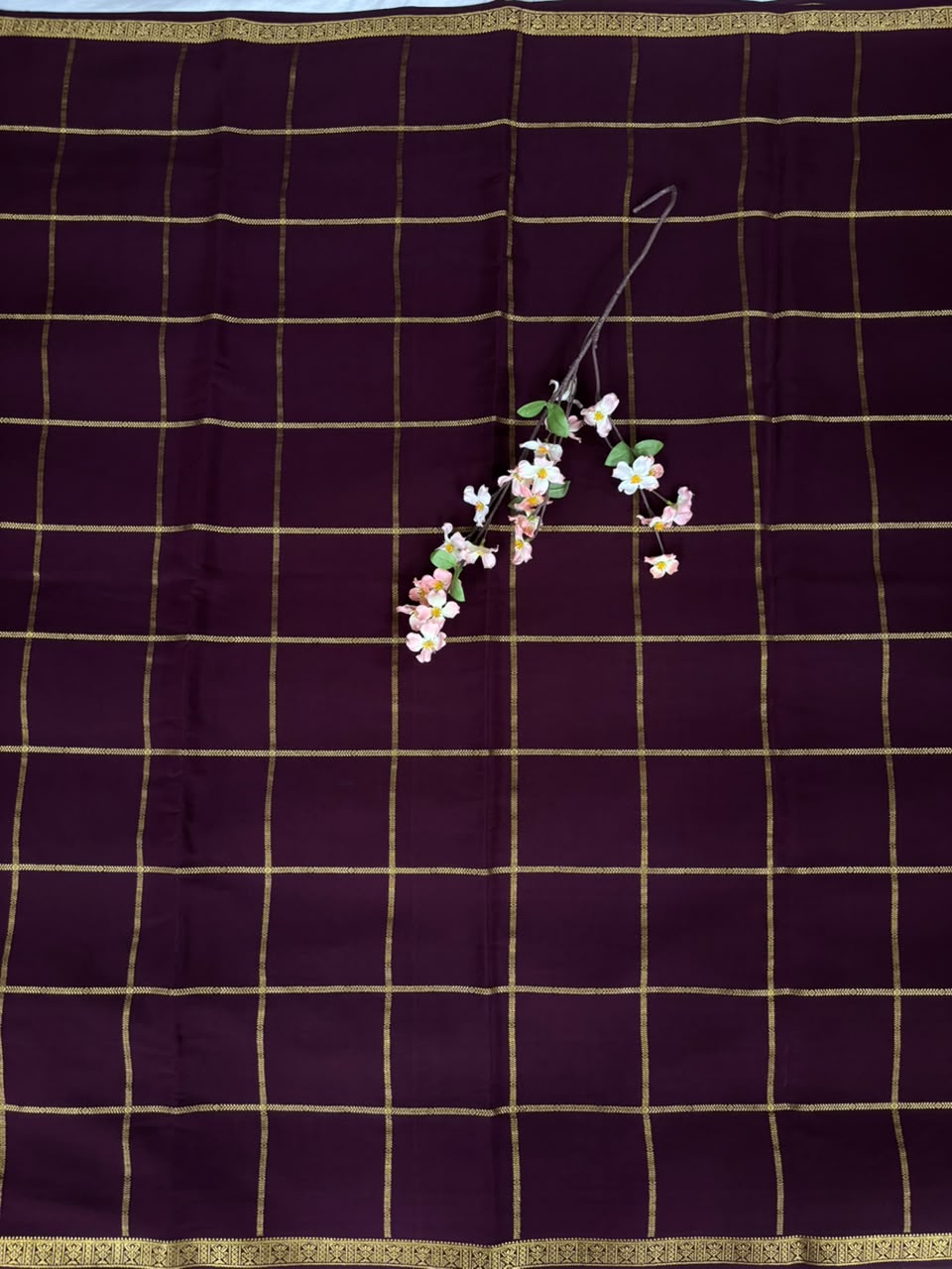 Pure Mysore Silk Crepe Saree CSG Jari image 3