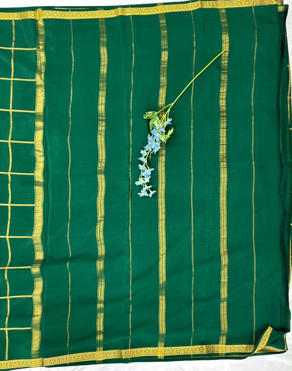 Pure Mysore Silk Crepe Saree CSG Jari image 4