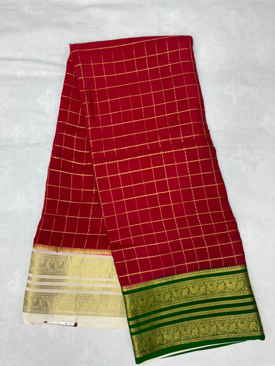 Pure Mysore Silk Crepe Saree Gangajamuna Border image 5