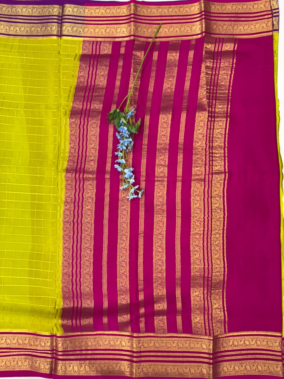 Pure Mysore Silk Crepe Saree Gangajamuna Border image 3