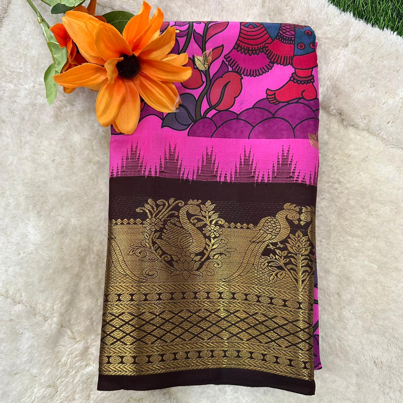 Pure Kanijivaram Digital Printed Silk Saree