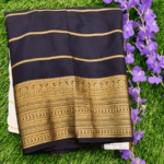 Semi Mysore Crepe Saree Black & White