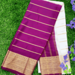 Semi Mysore Crepe Saree Wine & White