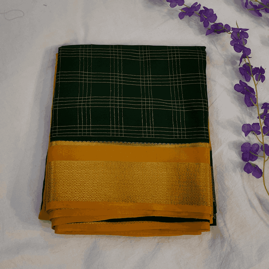 Pure crepe mysore silk saree silk mark certified
