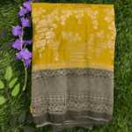 Banarasi Georgette Contrast Saree Parite green with Bottle Green