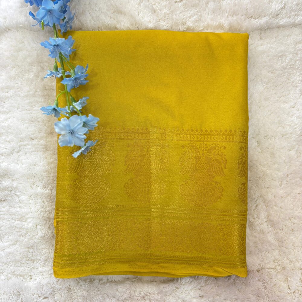 Semi Mysore Crepe Gandaberunda Border