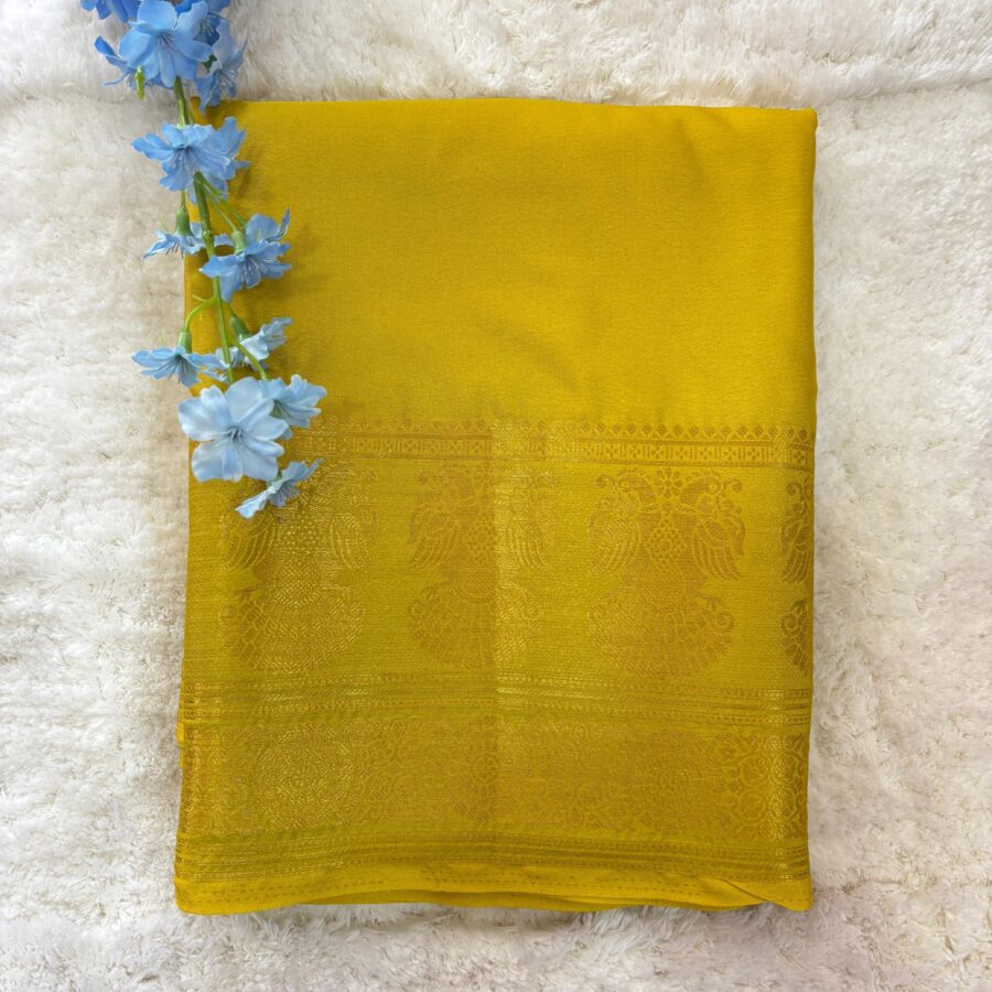 Semi Mysore Crepe Gandaberunda Border