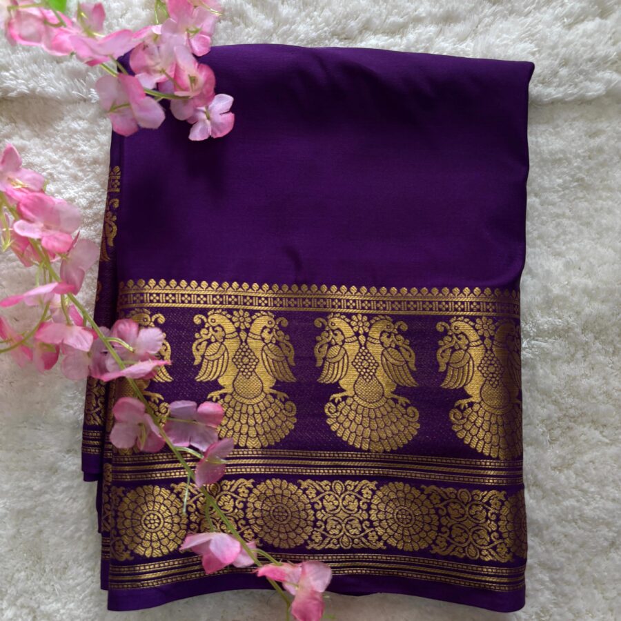 Semi Mysore Crepe Gandaberunda Border