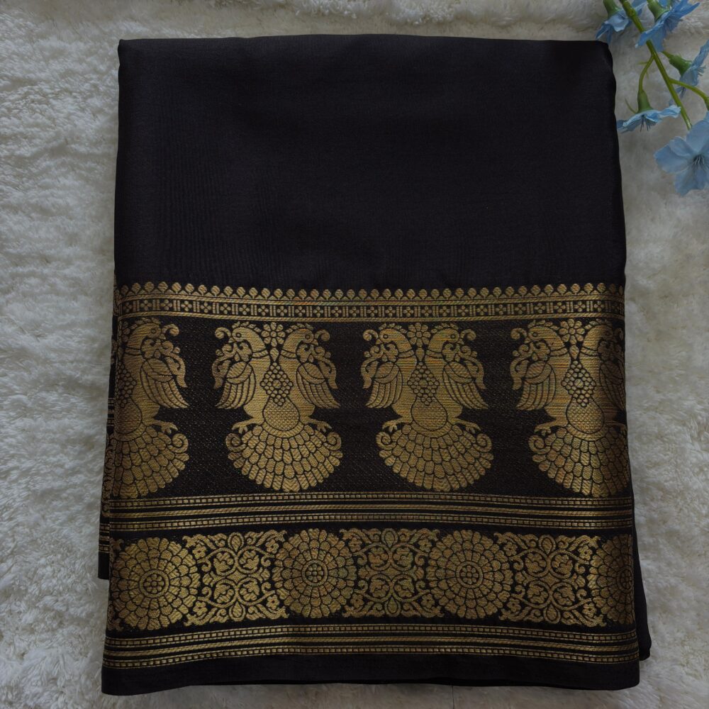 Semi Mysore Crepe Gandaberunda Border