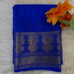Semi Mysore Crepe Gandaberunda Motif Border