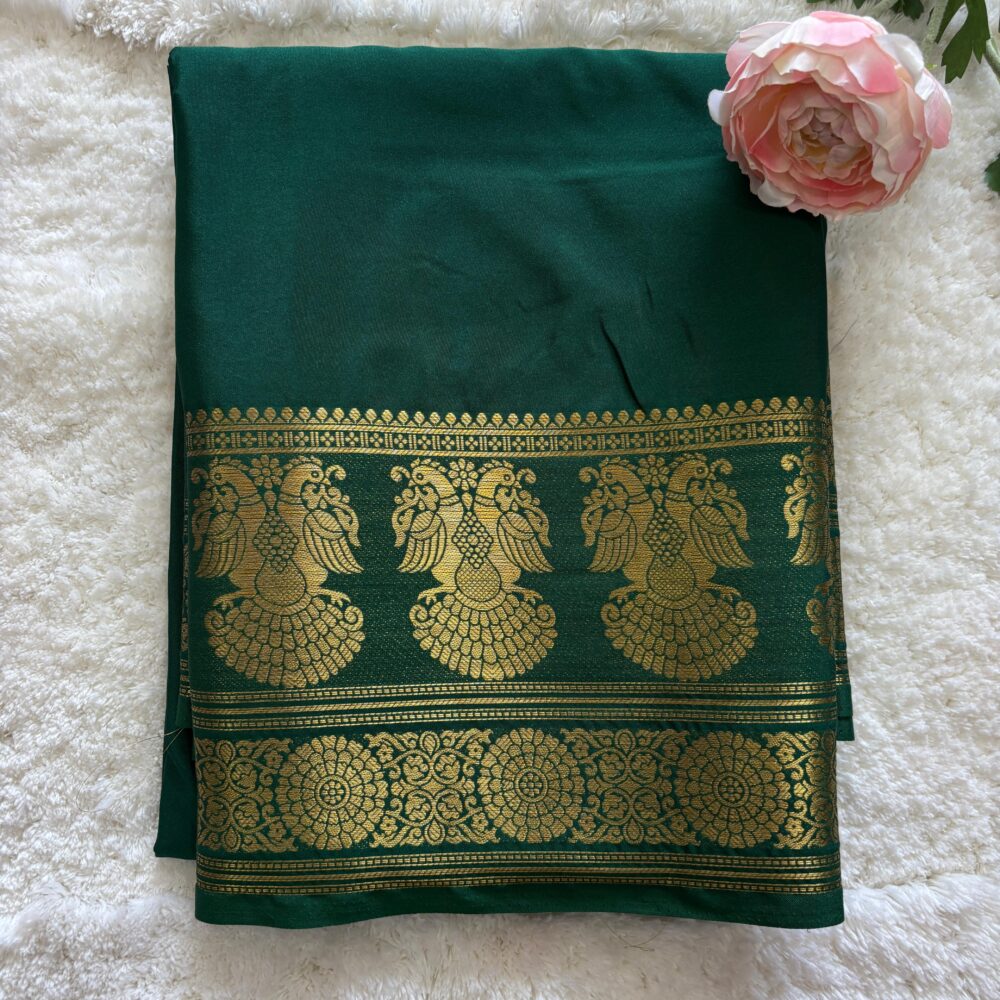 Semi Mysore Crepe Gandaberunda Border