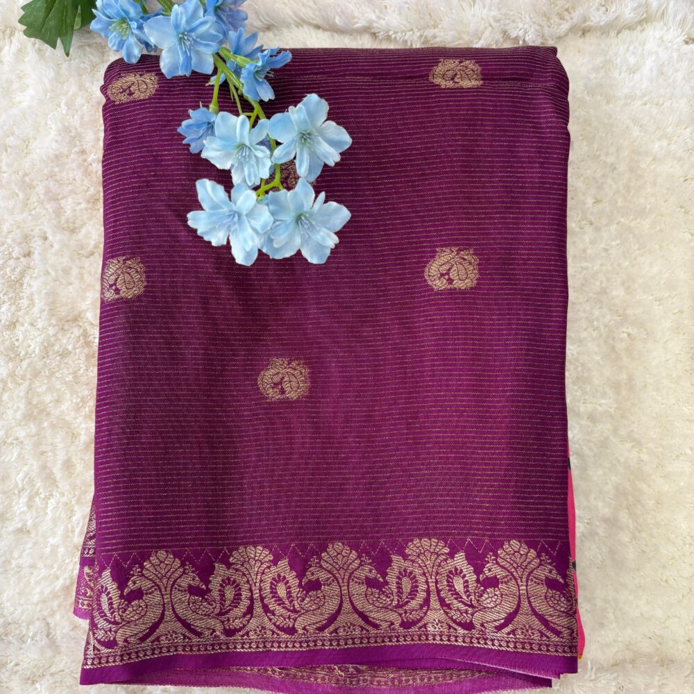 Multi Colour Kalamkari Printed Dola Crepe Saree