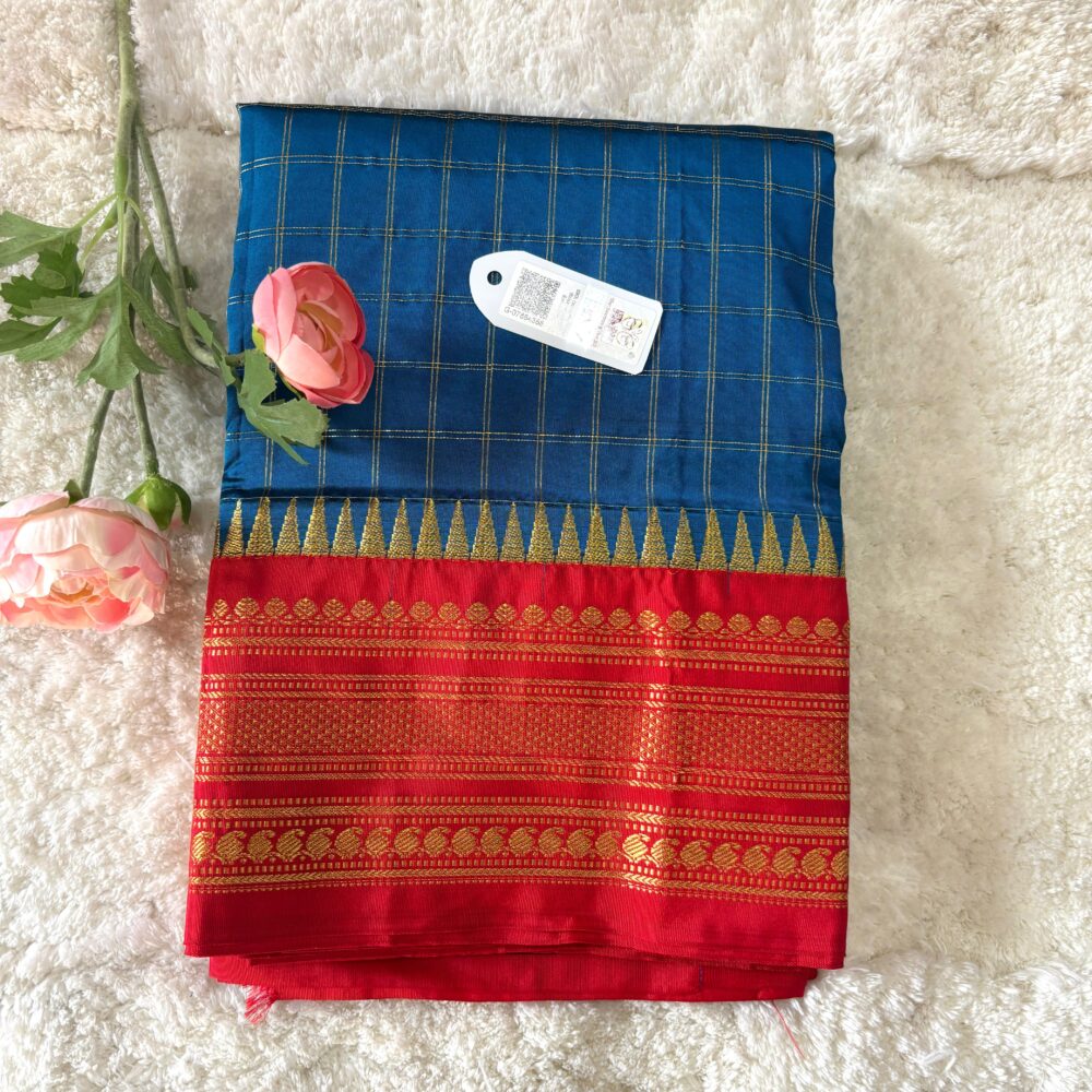 Pure Kanijivaram Silk Saree Cheks Pattern