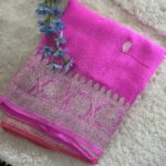 Pure Benars Handloom Khaddi chiffon silk with silver Zari weaving