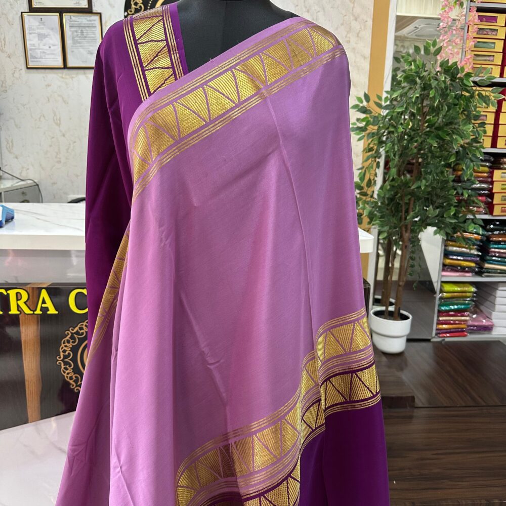 Mysore Silk Sarees Parrot Green and Pink half and half
