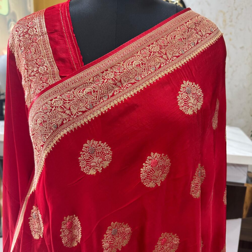 Banarasi Satin Silk Saree with Rich Meena Butta