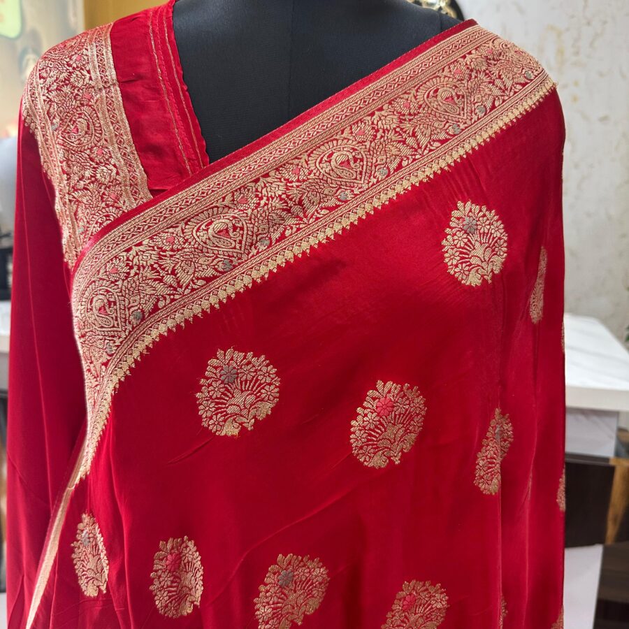 Banarasi Satin Silk Saree with Rich Meena Butta