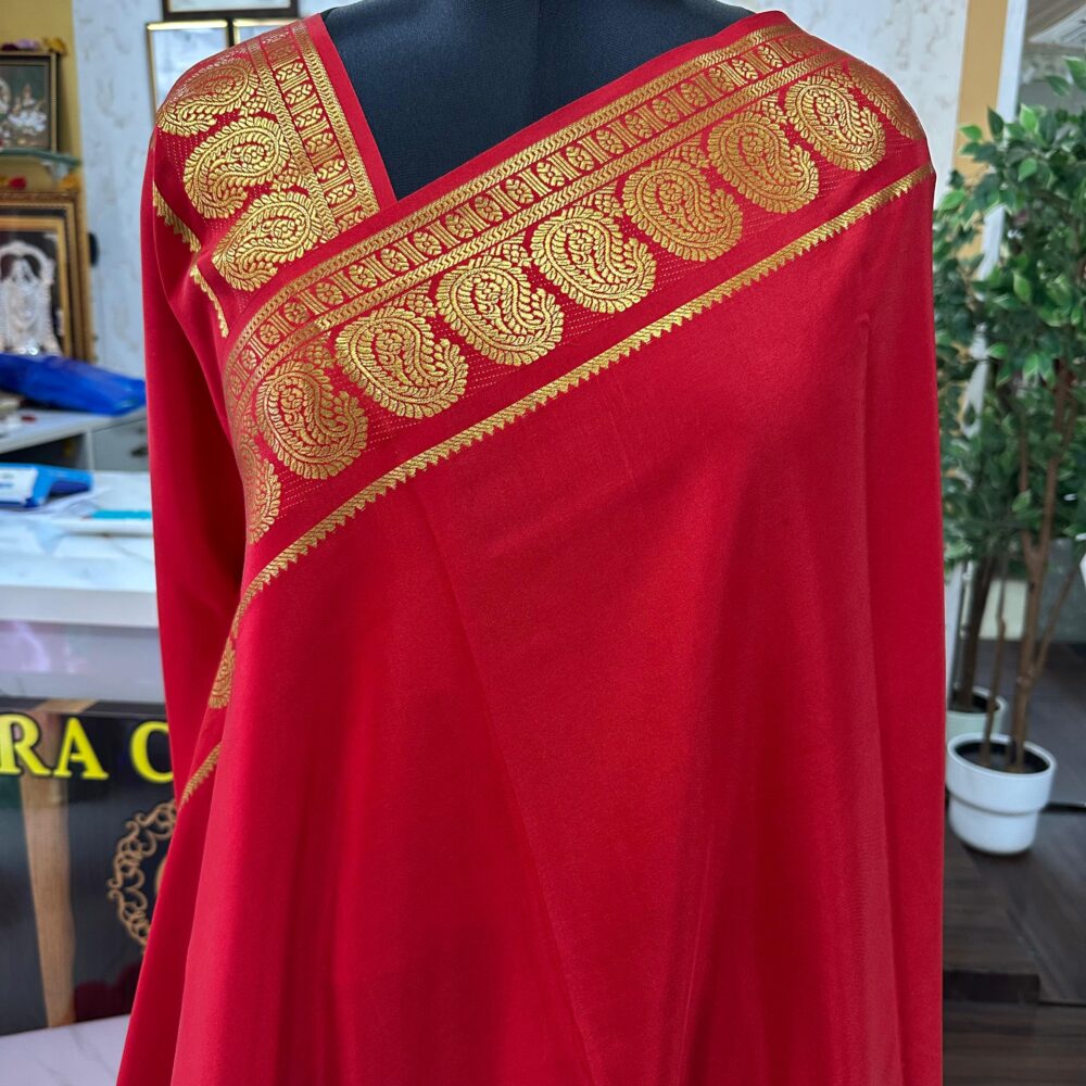 Mysore Silk Sarees Royal Blue Mango Border