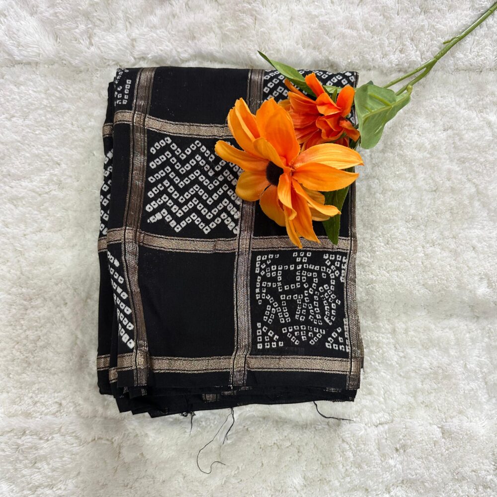 Modal Silk Ajrak Print With Bandhini Saree