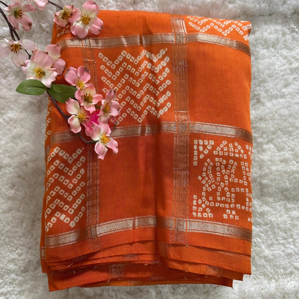 Modal Silk Ajrak Print With Bandhini Saree