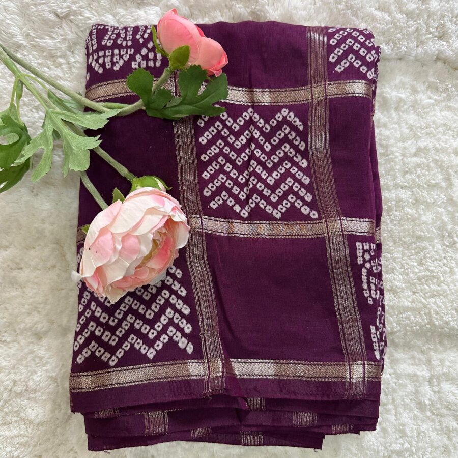 Modal Silk Ajrak Print With Bandhini Saree