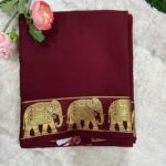 Pure Mysore Silk Crepe Elephant Border Saree