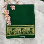 Pure Mysore Silk Crepe Elephant Border Saree