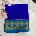 Pure Mysore Silk Crepe Gandaberunda Border Saree